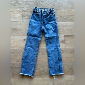 Levi's Blue High-Rise Ribcage Boot Button Fly Straight Jeans